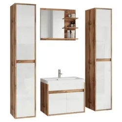 Badm&ouml;bel-set 4-tlg. Kastanie 120,4 Cm Anthrazit