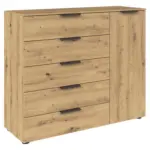 M&ouml;belix Kommode 120 cm Flipp Eiche/Graphitfarben