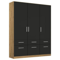 Drehtürenschrank Berlin Eiche Artisan/Grau B: 136 cm