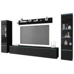 Wohnkombination 4 -Teilig. mit Led Vera || Schwarz