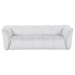 Bigsofa Sabea B: 220 cm Wei&szlig; Pl&uuml;sch