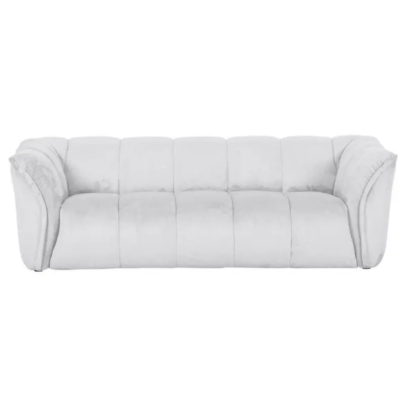 Bigsofa Sabea B: 220 cm Wei&szlig; Pl&uuml;sch