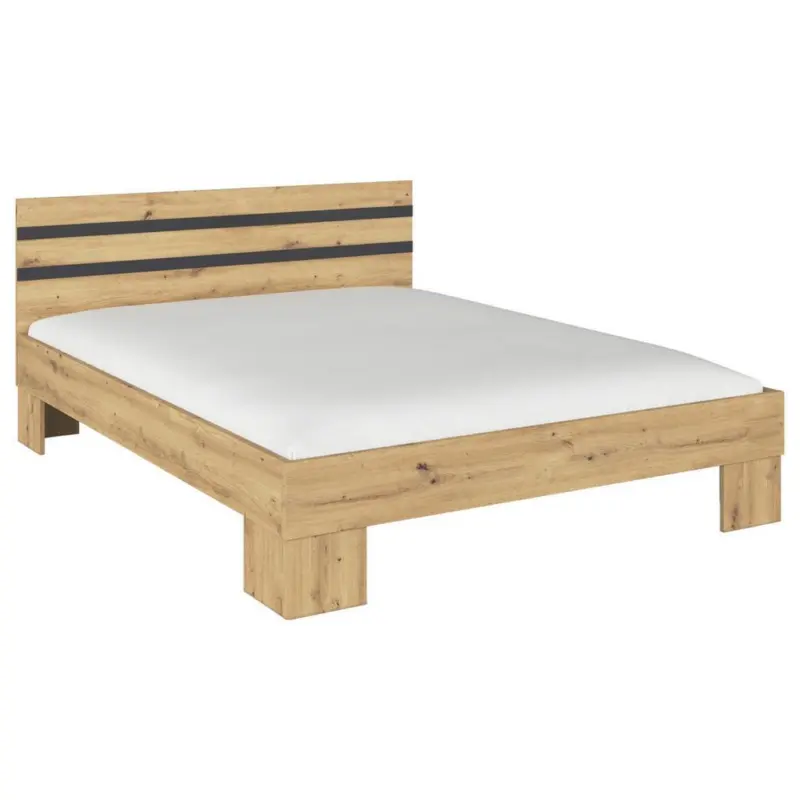 Holzbett 160x200 cm Foster Eiche Artisan Dekor