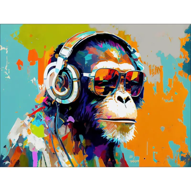 Leinwandbild Animals With Headphones I 116x84 Cm