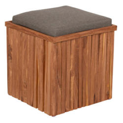 Gartenhocker Woodie Teakholz Braun/Taupe mit Stauraum