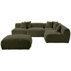 Ecksofa Bloom Olivgrün Teddystoff