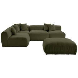 Ecksofa Bloom Olivgrün Teddystoff