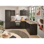 M&ouml;belix Einbauk&uuml;che Eckk&uuml;che M&ouml;belix Jazz 8 280 Schwarz S: 280x175 cm