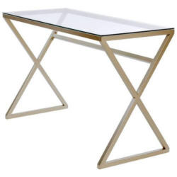 Schreibtisch B 50cm H 72cm Xtra Desk, Goldfarben/klarglas