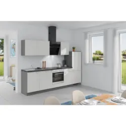 Küchenzeile Win M. Geräte 280 Cm Weiß / Anthrazit