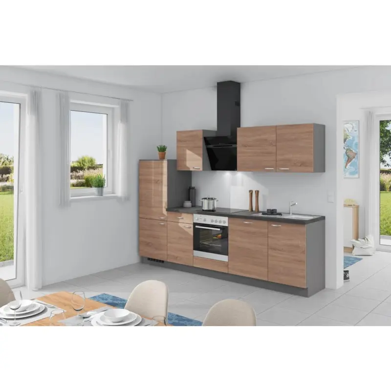 Küchenzeile Plan M. Geräte Einbauküche Küchenblock Möbelix 280 Cm Bergeiche