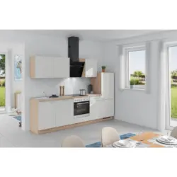 Küchenzeile Win M. Geräte 280 Cm Weiß / Wildeiche