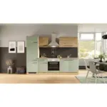 M&ouml;belix Einbauk&uuml;che K&uuml;chenblock M&ouml;belix Cara Eiche Artisan/Gr&uuml;n B: 270 cm