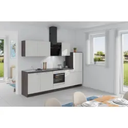 K&uuml;chenzeile Win M. Ger&auml;te 280 Cm Wei&szlig; / Eiche Grau