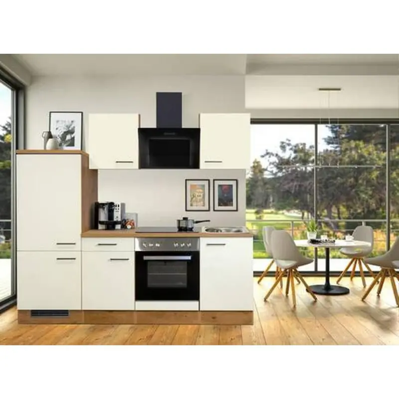 Einbauküche Küchenblock Möbelix Avila Eichefarben/Magnolie B: 220 cm