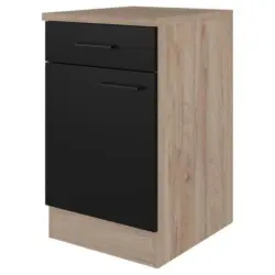 Küchenunterschrank Capri 50 cm Eiche/Schwarz