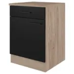 M&ouml;belix K&uuml;chenunterschrank Capri 60 cm Eiche/Schwarz: