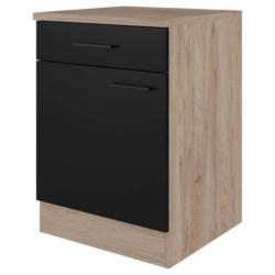 Küchenunterschrank Capri 60 cm Eiche/Schwarz: