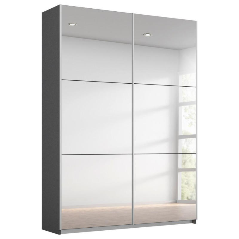 Schwebetürenschrank Mit Spiegel 131cm Reflect, Grau