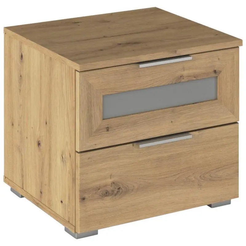 Nachkästchen Grau Metallic Dekor H: 43 cm Mars 2l-Gr