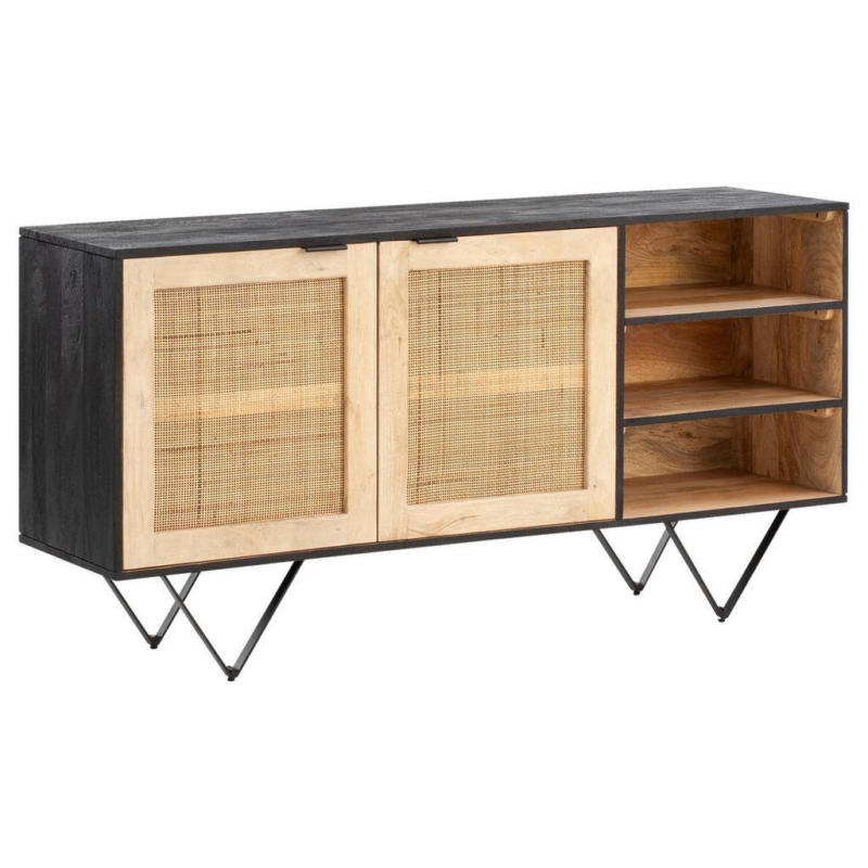 Sideboard Schwarz/braun, B: 145 Cm