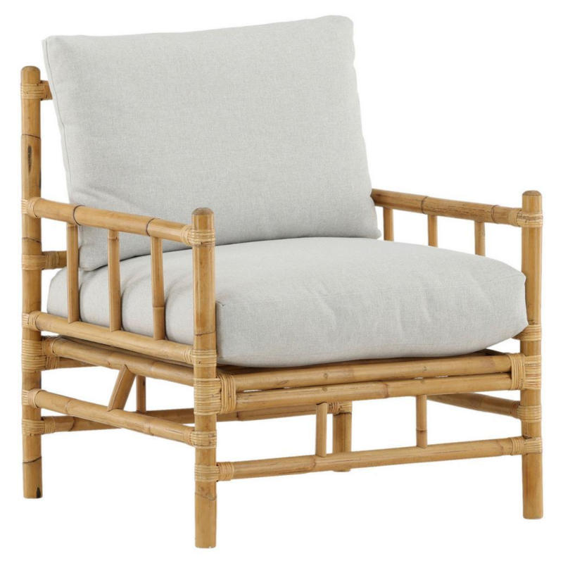 Loungesessel Cane Bambus/Rattan mit Kissen