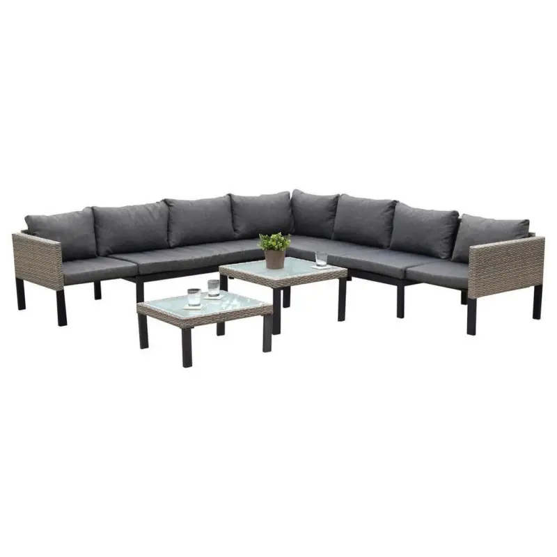 Loungegarnitur 3-tlg Amantea Metall/kunststoff Mit Kissen