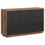 Möbelix Sideboard 156cm Eiche Dekor, Schwarz Matt