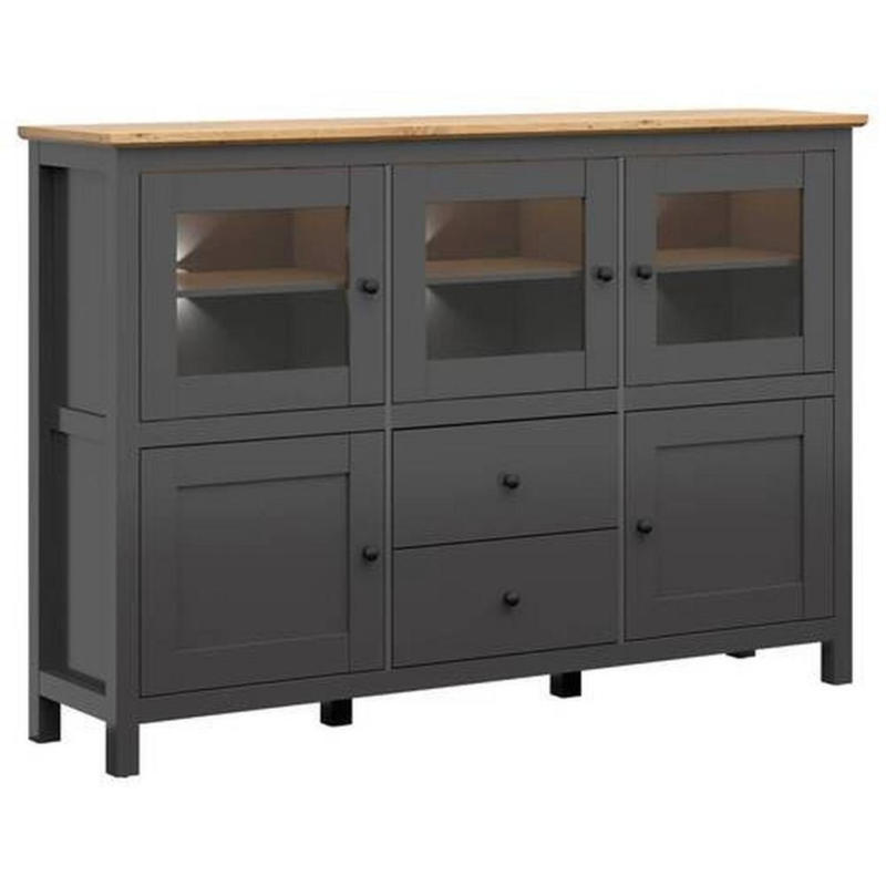 Sideboard 186 Cm Graphitfarben Eiche Artisan Dekor