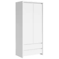 Drehtürenschrank 90cm Kaspian Weiß
