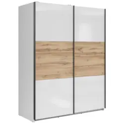 Schwebetürenschrank 153,5cm Tetrix Weiß Hochglanz