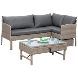 Loungegarnitur Viletta Aus Kunststoffgeflecht Mit Kissen