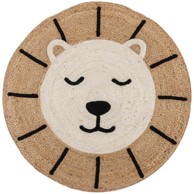 Kinderteppich Jute Leo Lion Natural 100x100