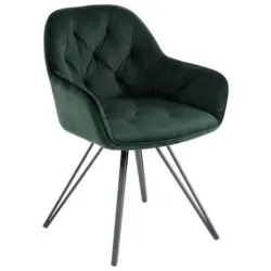 Armlehnstuhl Cardiff Schwarz/dunkelgr&uuml;n Gepolstert