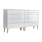 Möbelix Sideboard 158 cm Mailand Set Weiß Hochglanz