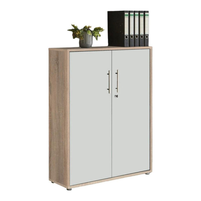 Aktenschrank Versperrbar Weiß/eiche Dekor B: 84,5 Cm