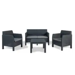 Loungegarnitur 4-Tlg. Matilde aus Kunststoff mit Kissen
