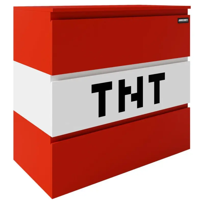 Kommode 80cm Minecraft, Rot/weiß