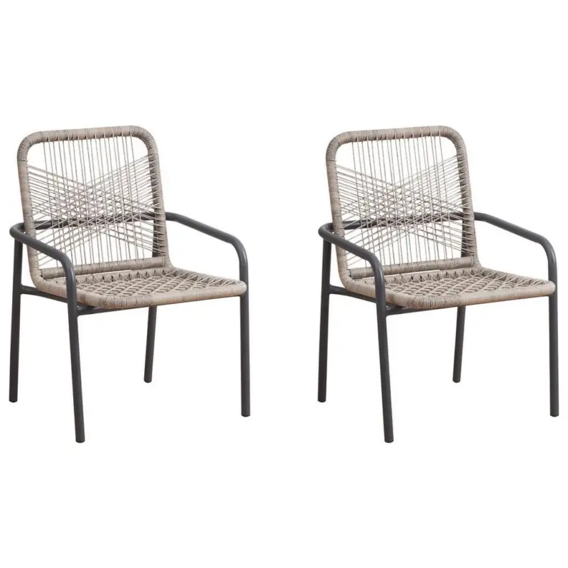 Gartensessel 2er-Set Helmond Kunststoff/Edelstahl