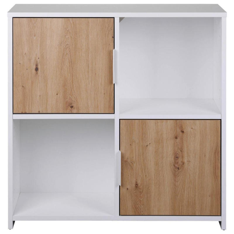 Regal Mit Schrank Pepeto B: 77cm Weiß, Eiche Artisan