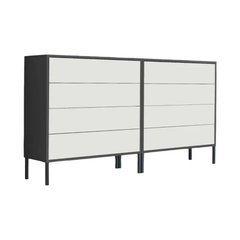 Sideboard Mailand1b:158cm Anthrazit/wei&szlig;
