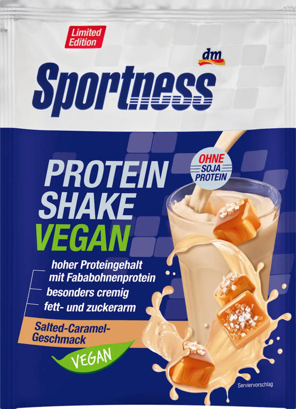 Sportness Proteinpulver, Protein Shake Vegan Salted Caramel Geschmack