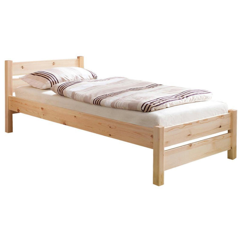 Bett Echtholz Massiv 90x200 Bora, Kiefer Natur