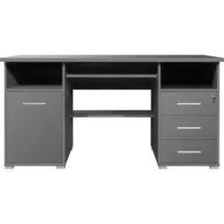 Schreibtisch mit Stauraum B: 145 H: 75 cm, Anthrazit