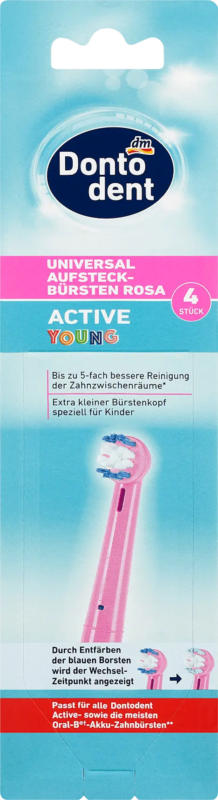 Dontodent Universal-Aufsteckbürsten Active Young rosa