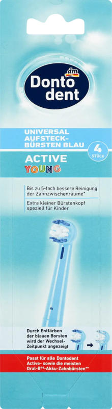 Dontodent Universal-Aufsteckbürsten Active Young blau