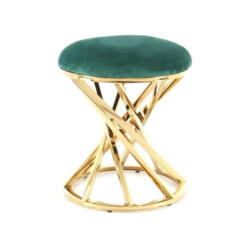 Hocker Golden Samt/Edelstahl Sitz Gepolstert H: 49cm