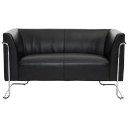 2-Sitzer-Sofa Curacao Mit Armlehnen, Schwarz Lederlook