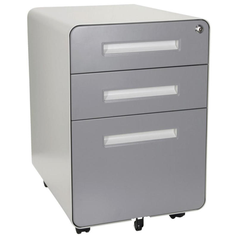 Rollcontainer Color Plus I Grau/Weiß