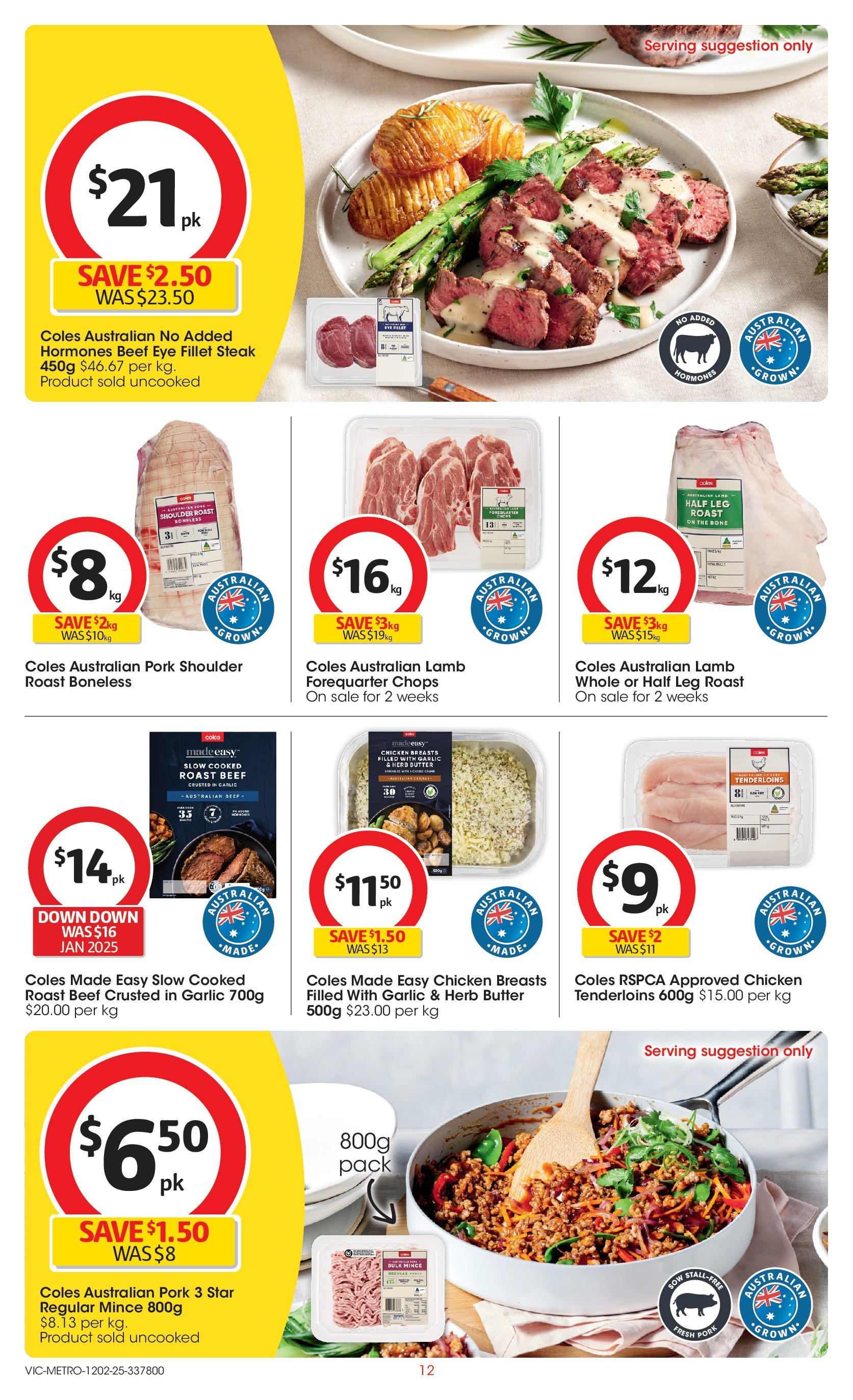 ﻿﻿Coles catalogue valid from 11/02/2025 > Online Australia | Page: 12 | Products: Butter, Pork, Beef, Steak